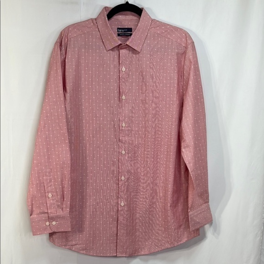 🎹Bar III Red and White stripe with an embroidered dot  dress Shirt